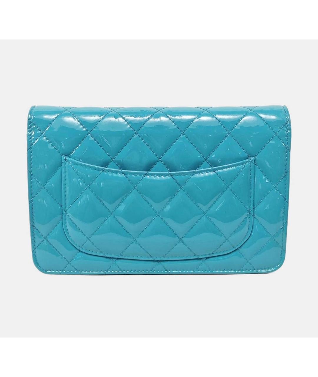 CHANEL Бирюзовая сумка через плечо из лакированной кожи, фото 2
