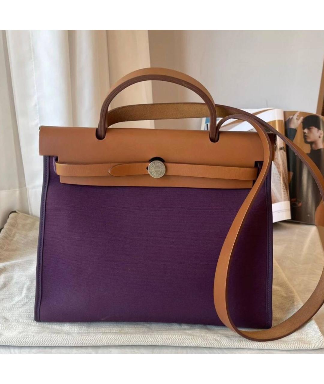 HERMES Фиолетовая тканевая сумка через плечо, фото 6