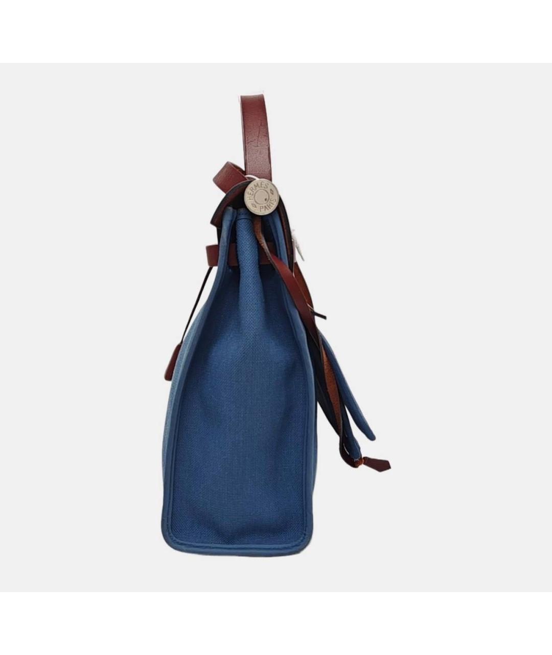 HERMES Голубая тканевая сумка через плечо, фото 3
