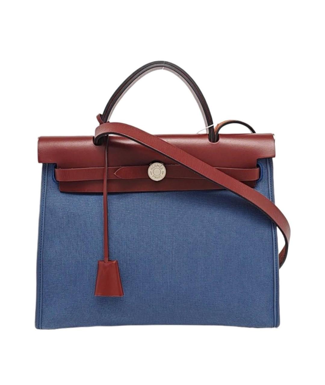 HERMES Голубая тканевая сумка через плечо, фото 1