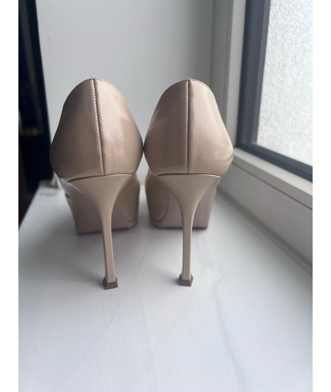 SAINT LAURENT Бежевые кожаные туфли, фото 5