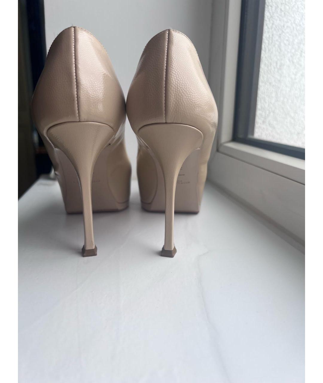 SAINT LAURENT Бежевые кожаные туфли, фото 6