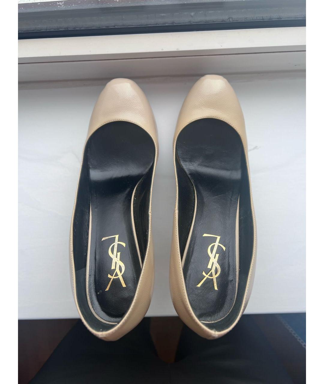 SAINT LAURENT Бежевые кожаные туфли, фото 4