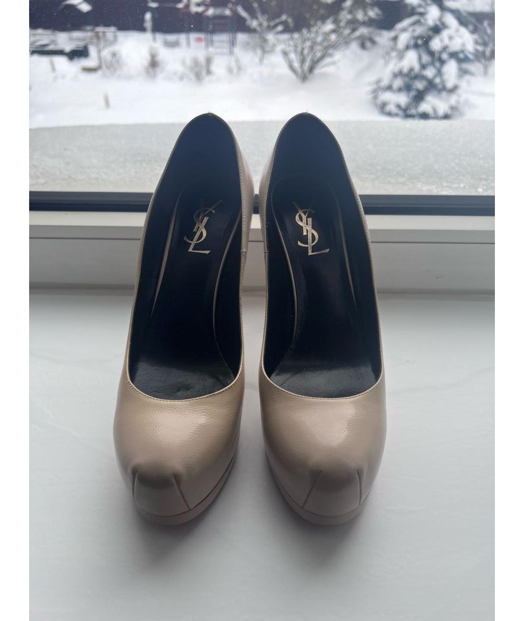 SAINT LAURENT Бежевые кожаные туфли, фото 3