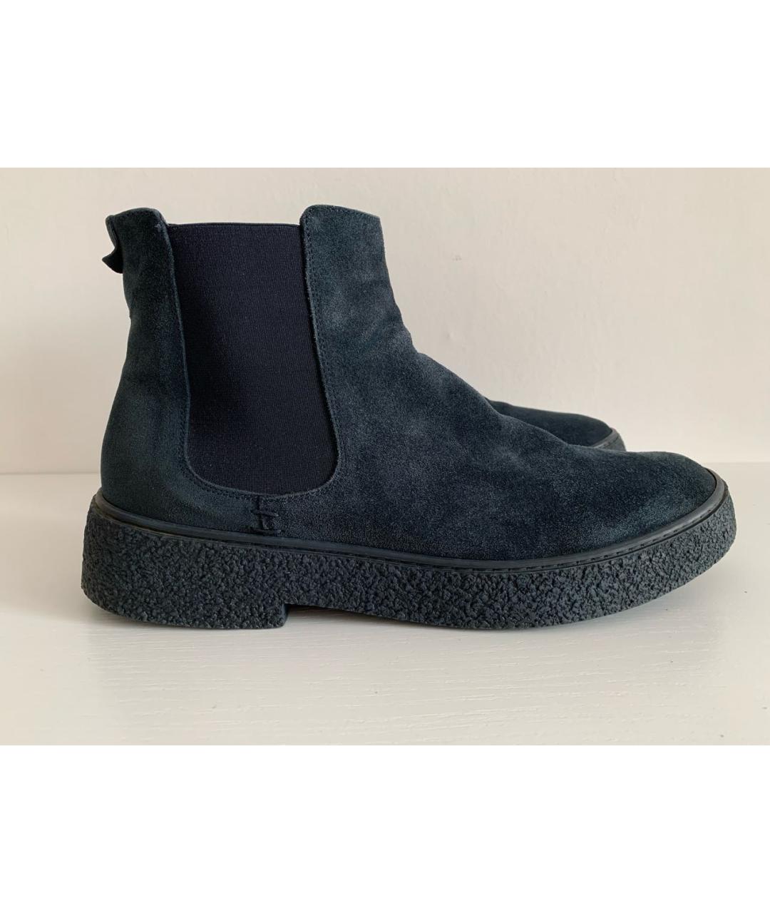 Principe di Bologna Темно-синие кожаные высокие ботинки, фото 9