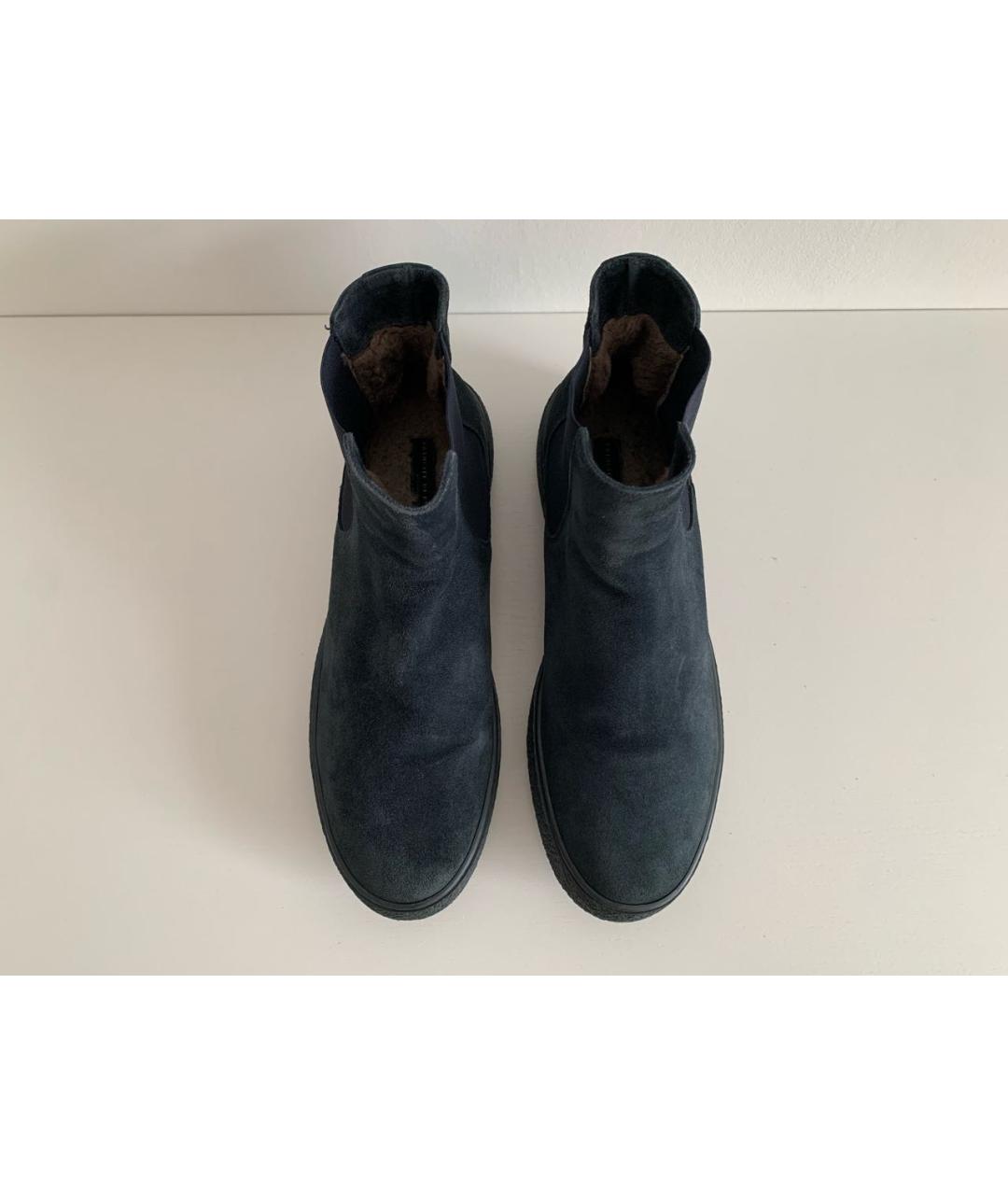 Principe di Bologna Темно-синие кожаные высокие ботинки, фото 3