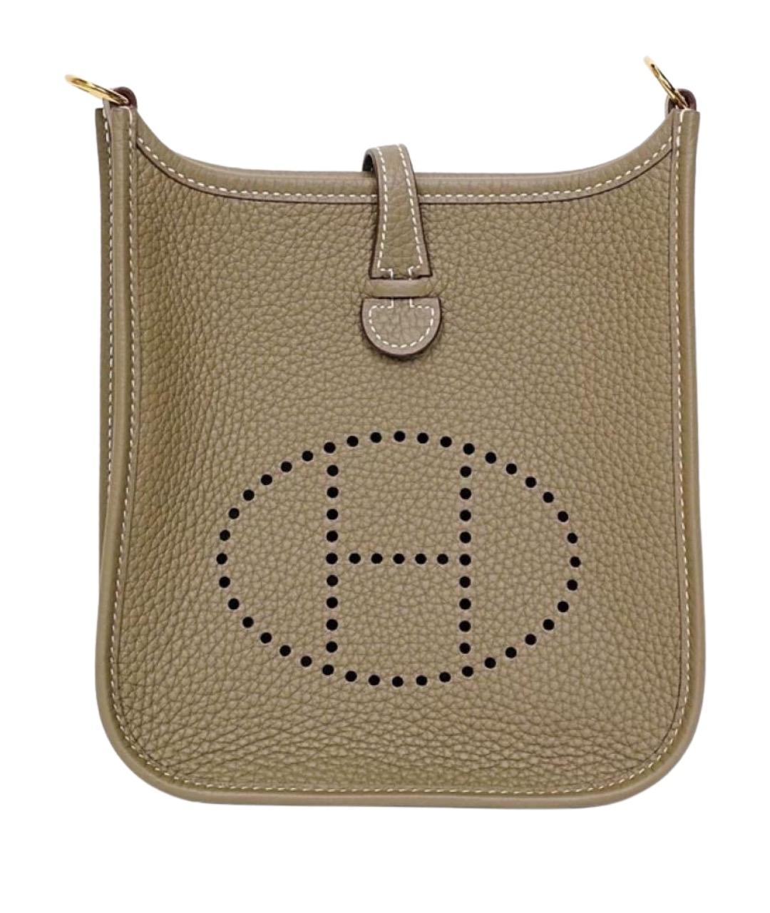 HERMES Хаки кожаная сумка через плечо, фото 1