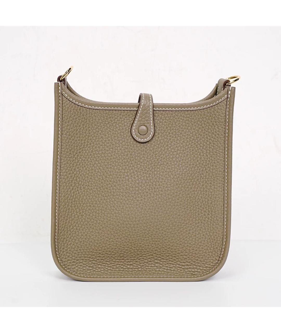 HERMES Хаки кожаная сумка через плечо, фото 5