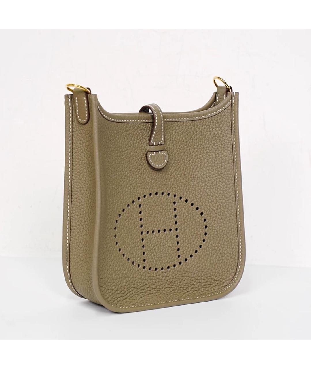 HERMES Хаки кожаная сумка через плечо, фото 3