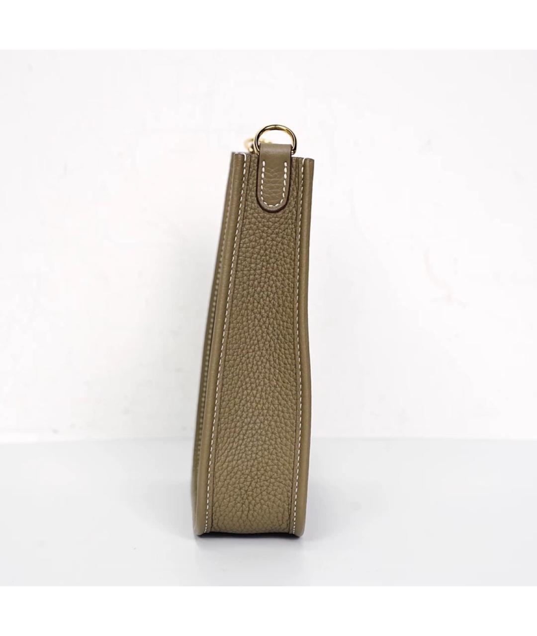 HERMES Хаки кожаная сумка через плечо, фото 6