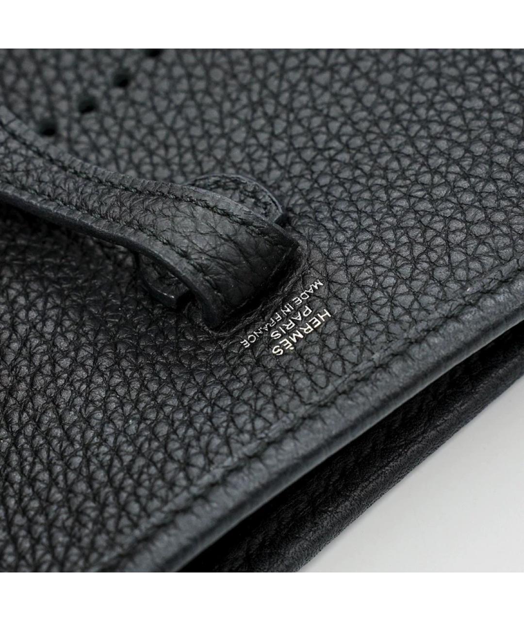 HERMES Черная кожаная сумка с короткими ручками, фото 6