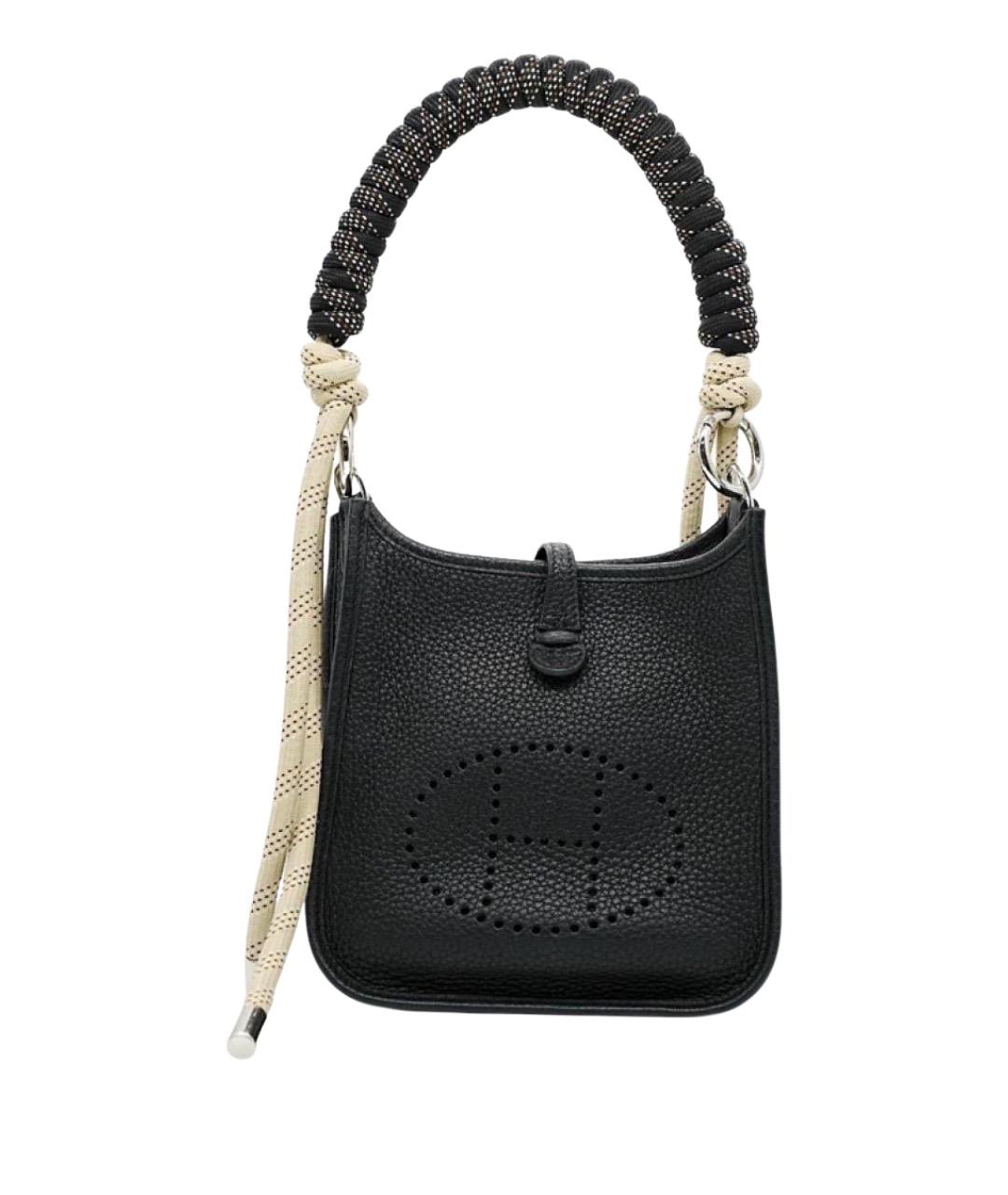 HERMES Черная кожаная сумка с короткими ручками, фото 1