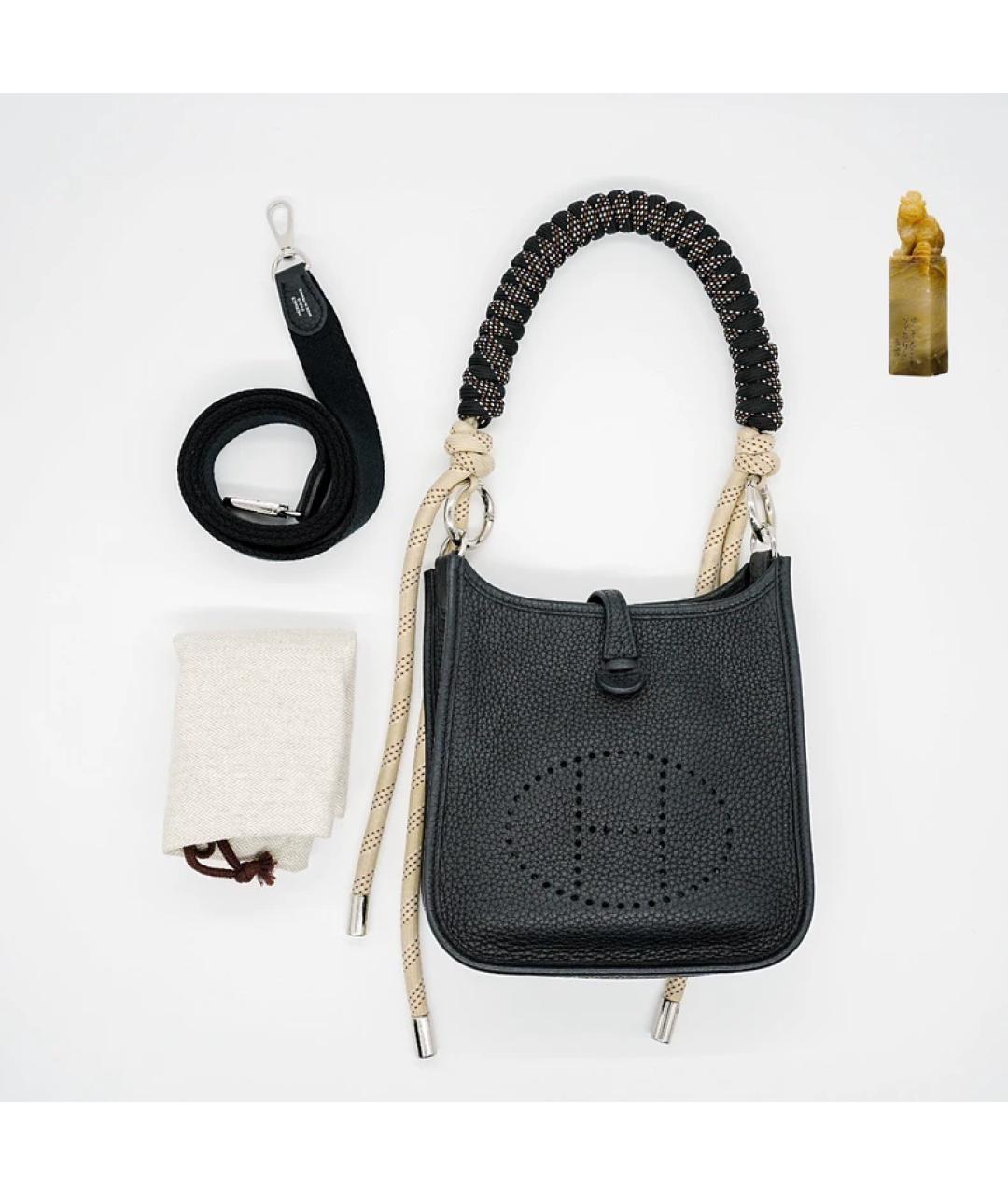 HERMES Черная кожаная сумка с короткими ручками, фото 9