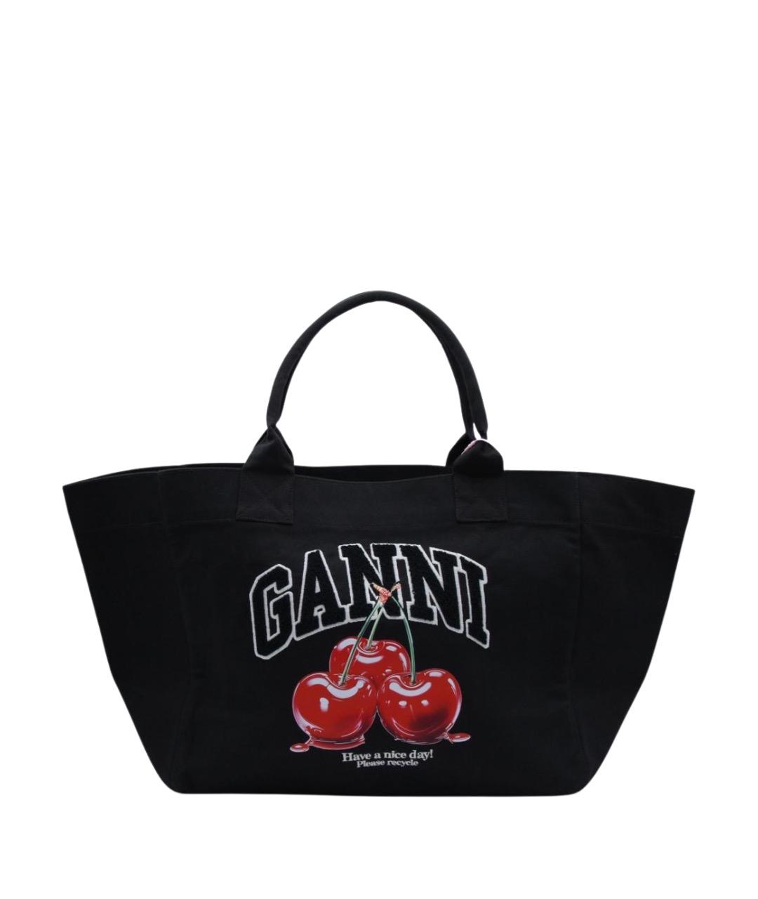 GANNI Черная хлопковая сумка тоут, фото 1
