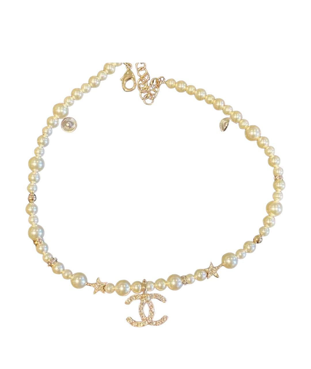 CHANEL Белое металлическое колье, фото 1