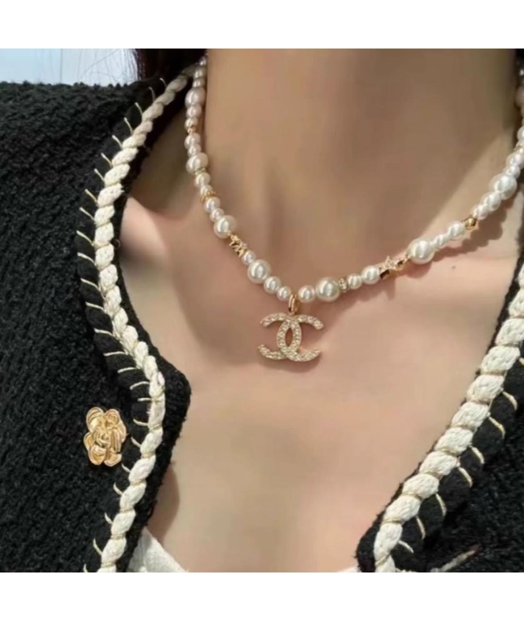 CHANEL Белое металлическое колье, фото 4