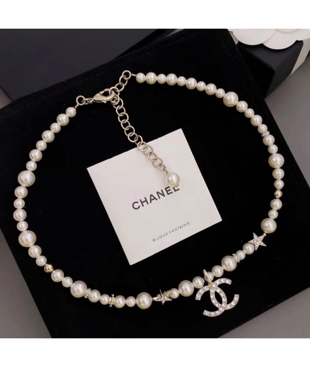 CHANEL Белое металлическое колье, фото 2