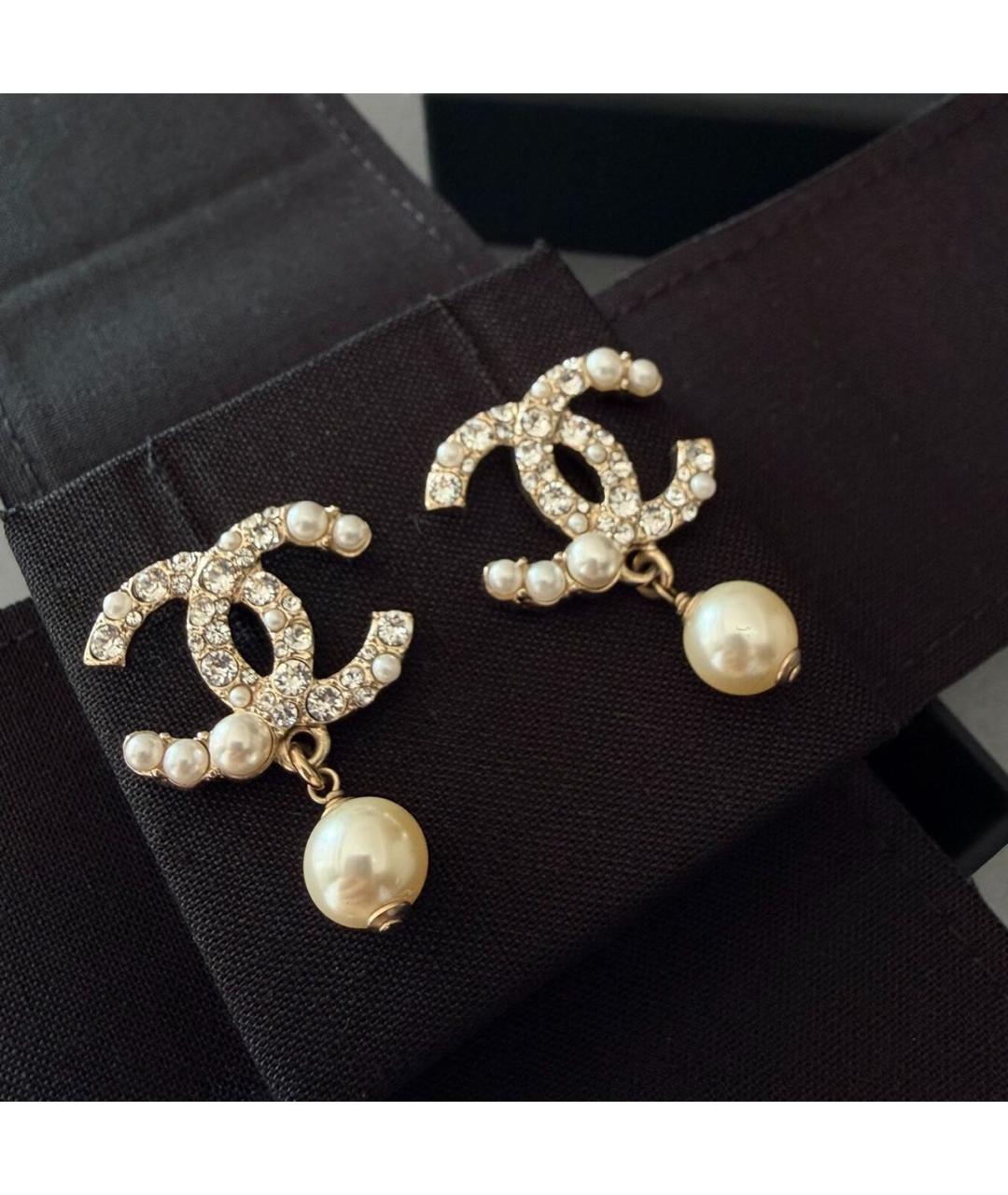 CHANEL Золотые металлические серьги, фото 2