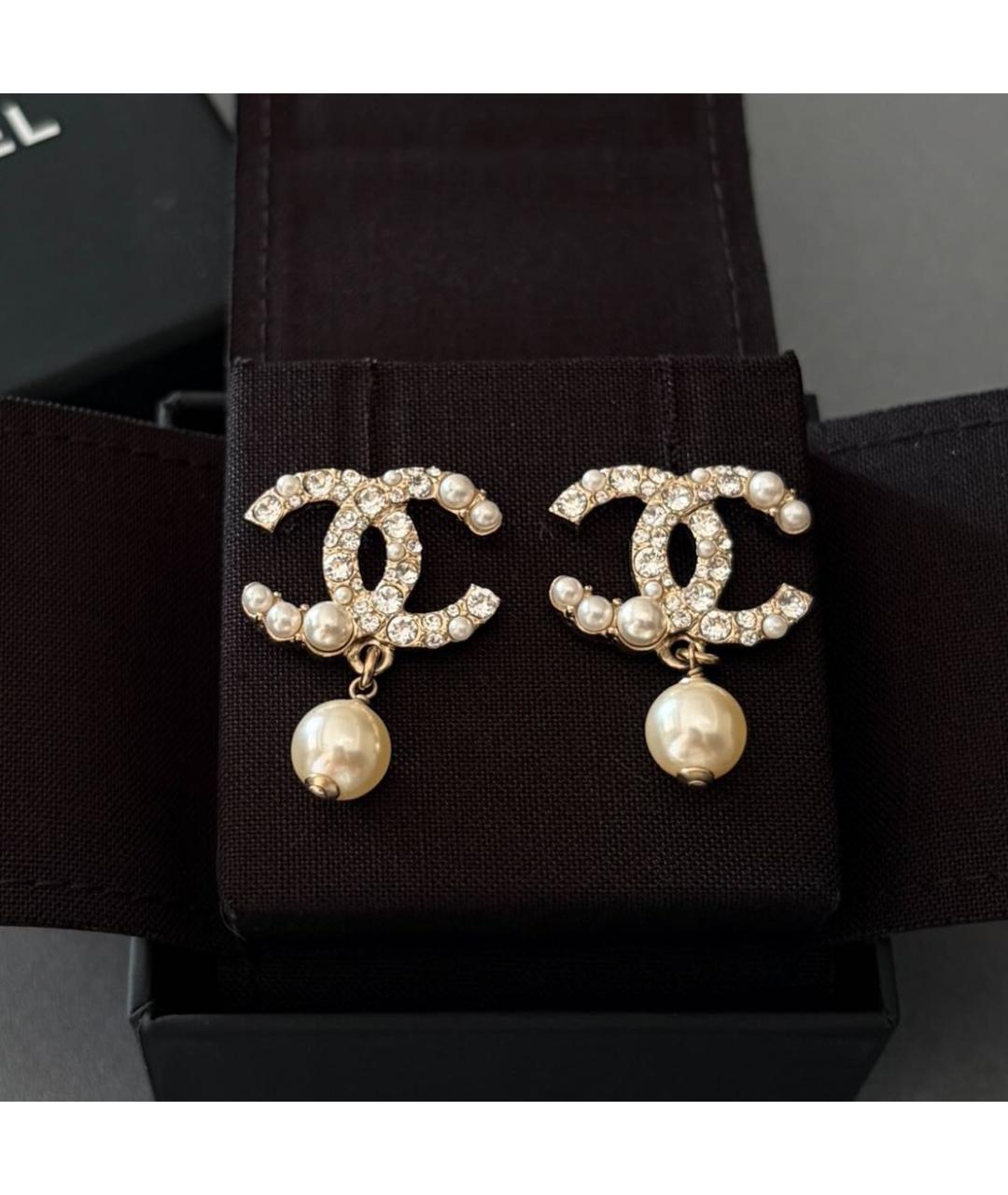 CHANEL Золотые металлические серьги, фото 5