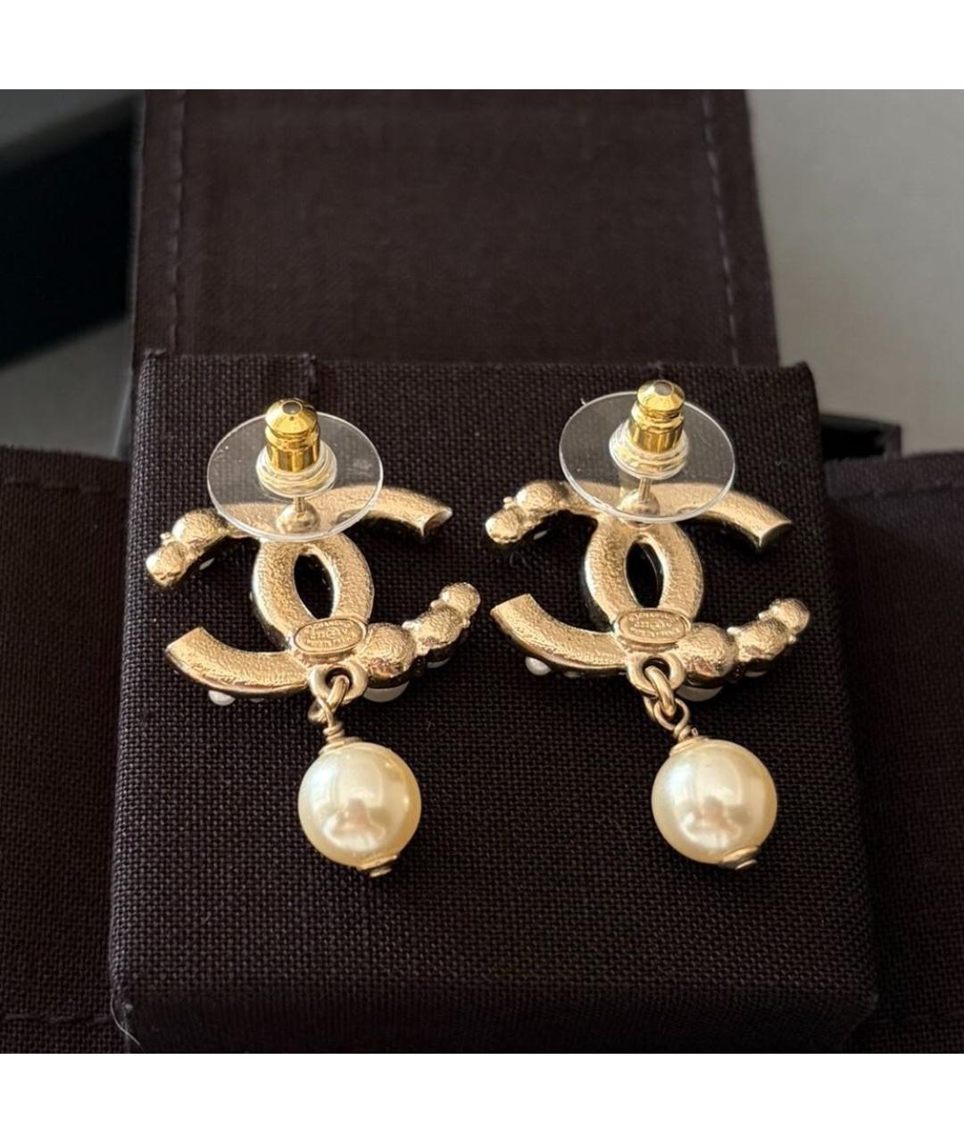 CHANEL Золотые металлические серьги, фото 4