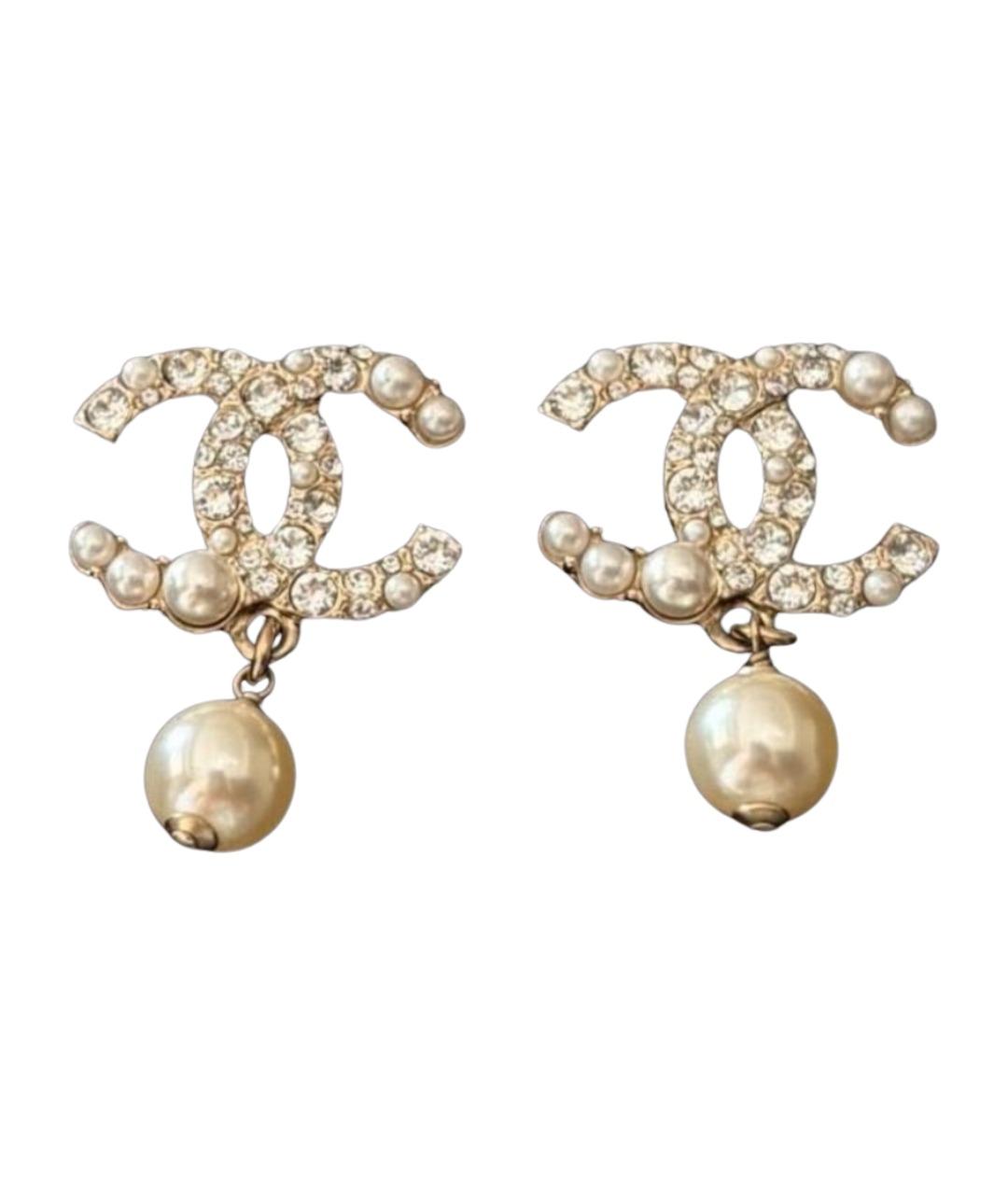 CHANEL Золотые металлические серьги, фото 1