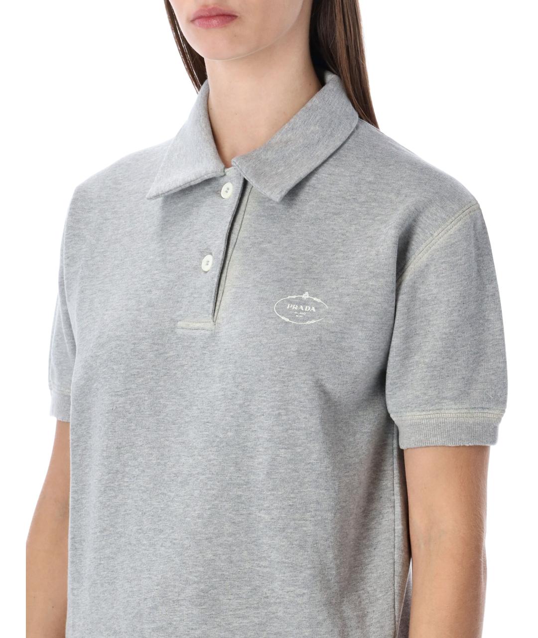 PRADA Серая хлопковая футболка, фото 3