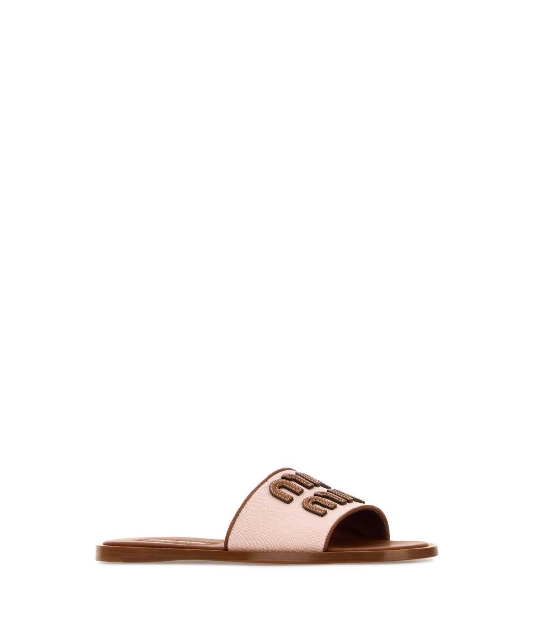 MIU MIU Розовые кожаные шлепанцы, фото 2