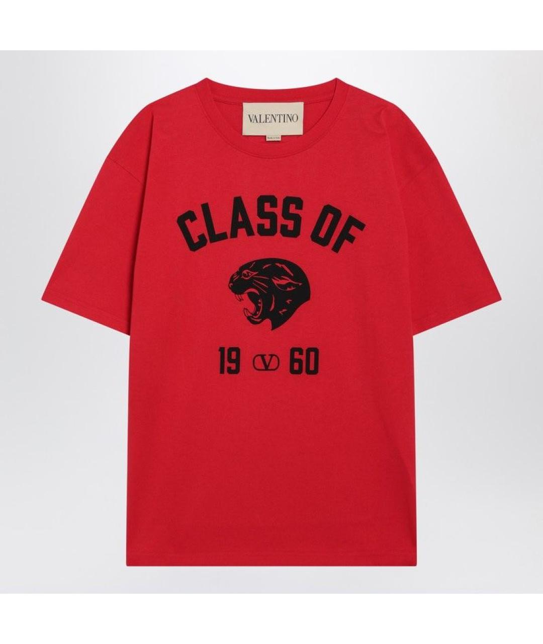 VALENTINO Красная хлопковая футболка, фото 3