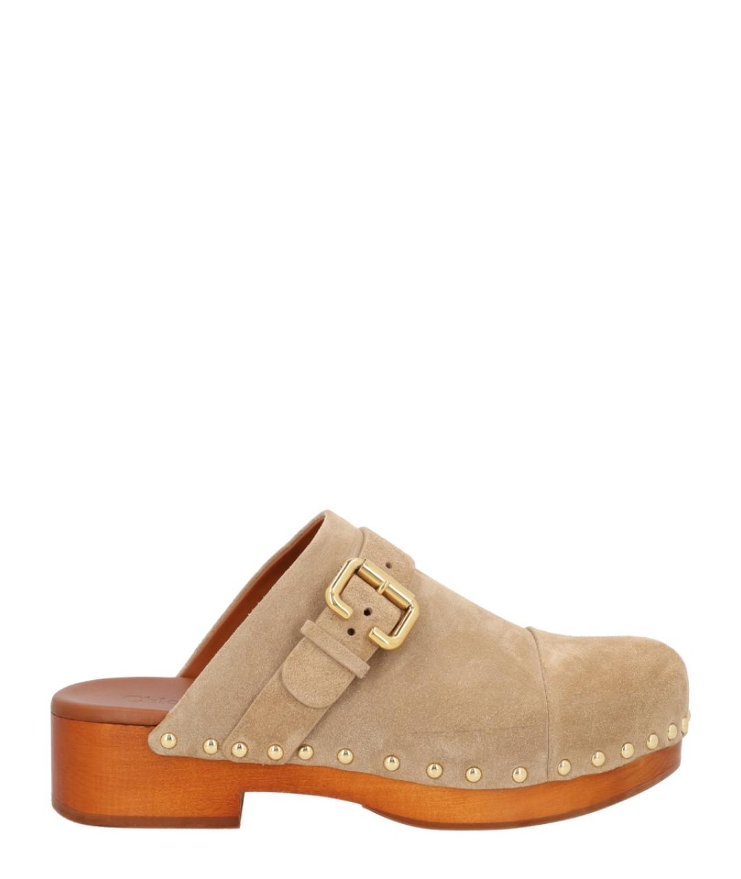 CHLOE Бежевые кожаные мюли, фото 1