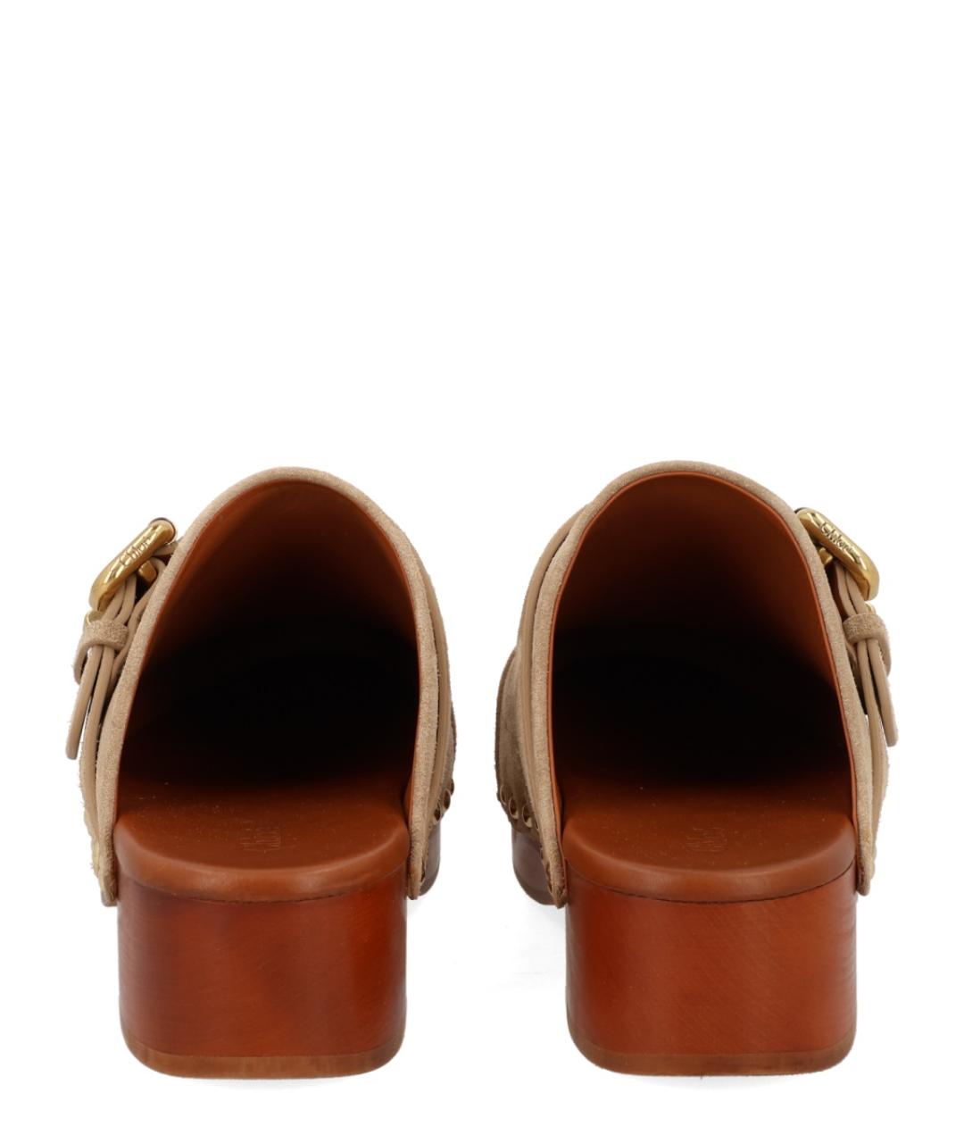 CHLOE Бежевые кожаные мюли, фото 4