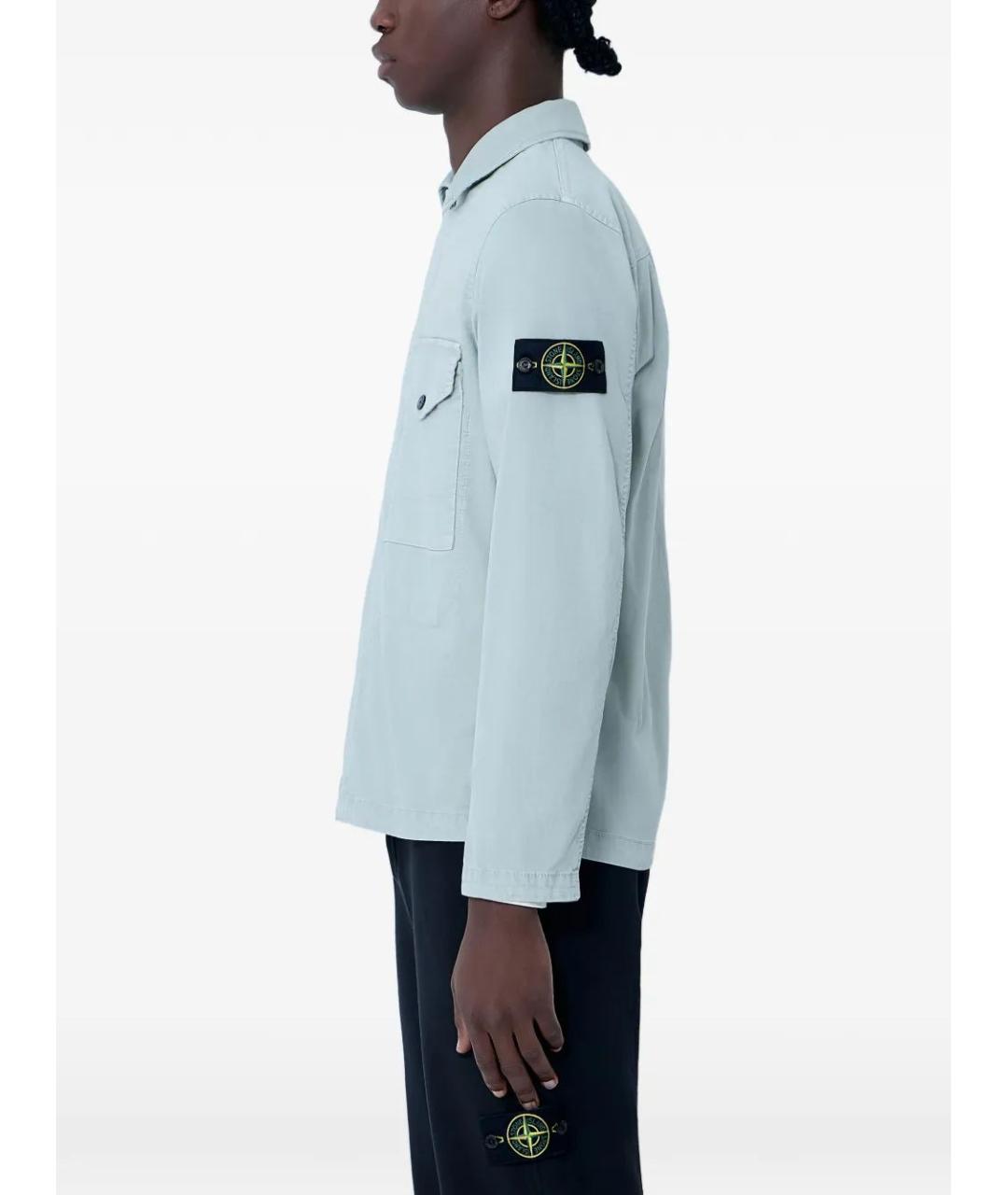 STONE ISLAND Голубая хлопковая кэжуал рубашка, фото 3