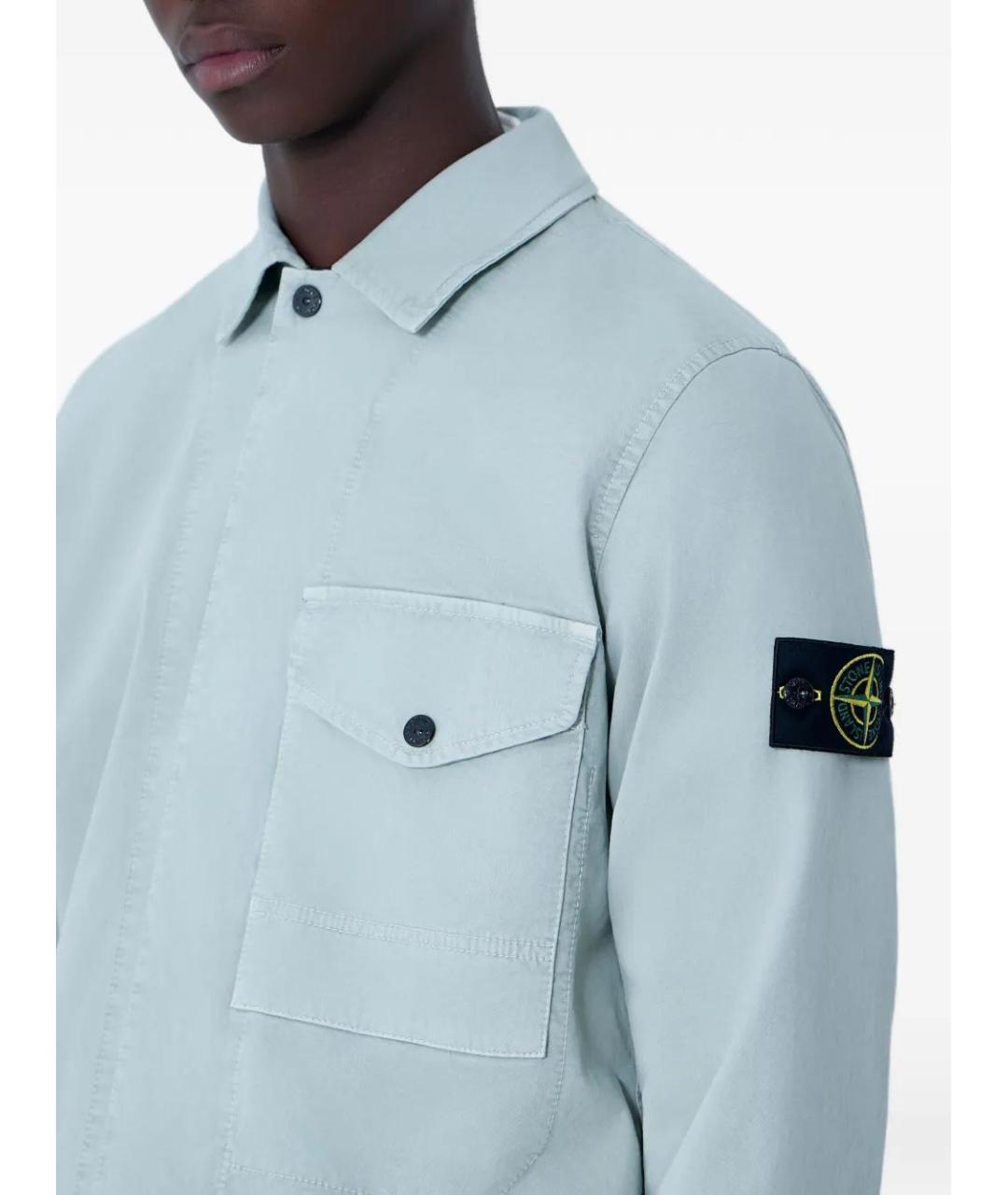 STONE ISLAND Голубая хлопковая кэжуал рубашка, фото 5