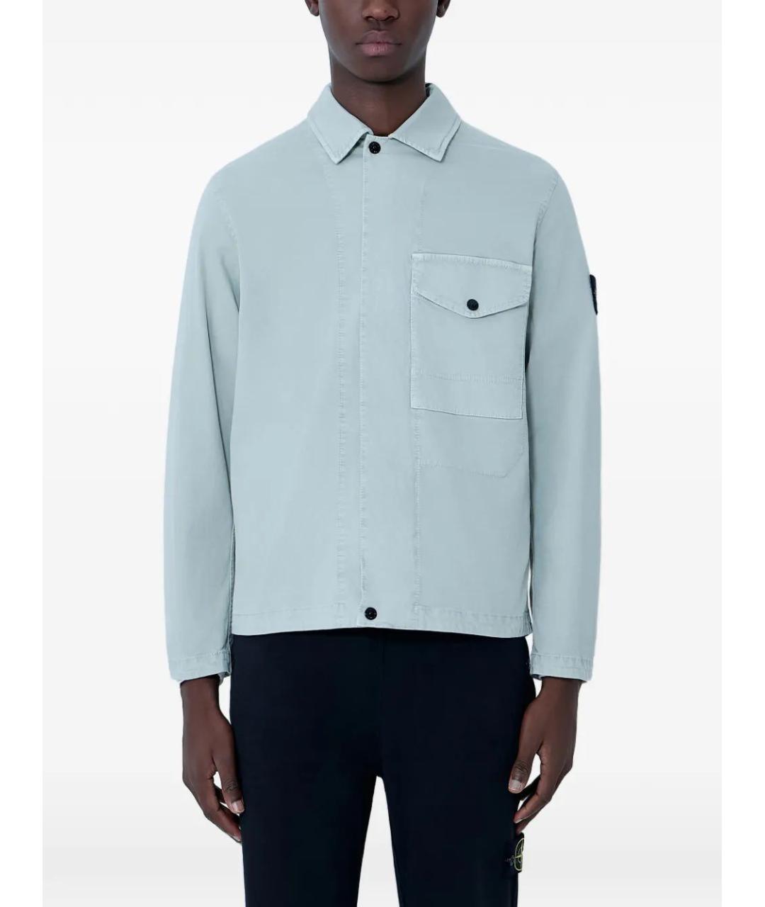 STONE ISLAND Голубая хлопковая кэжуал рубашка, фото 2