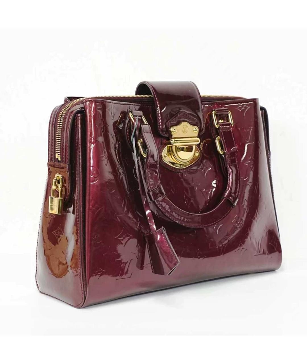 LOUIS VUITTON Бордовая сумка с короткими ручками из лакированной кожи, фото 3