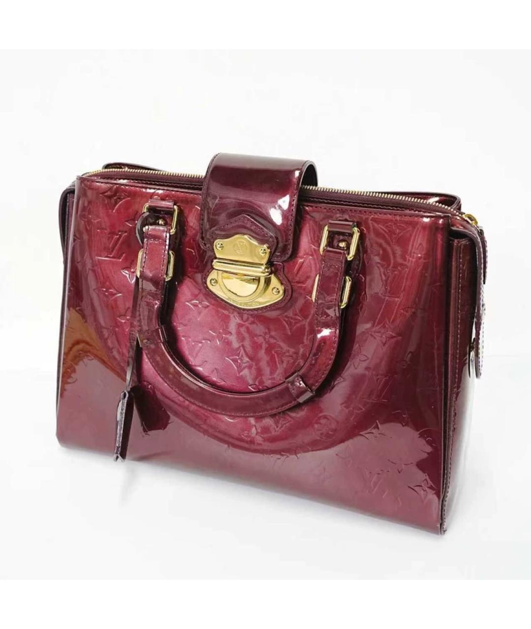 LOUIS VUITTON Бордовая сумка с короткими ручками из лакированной кожи, фото 2