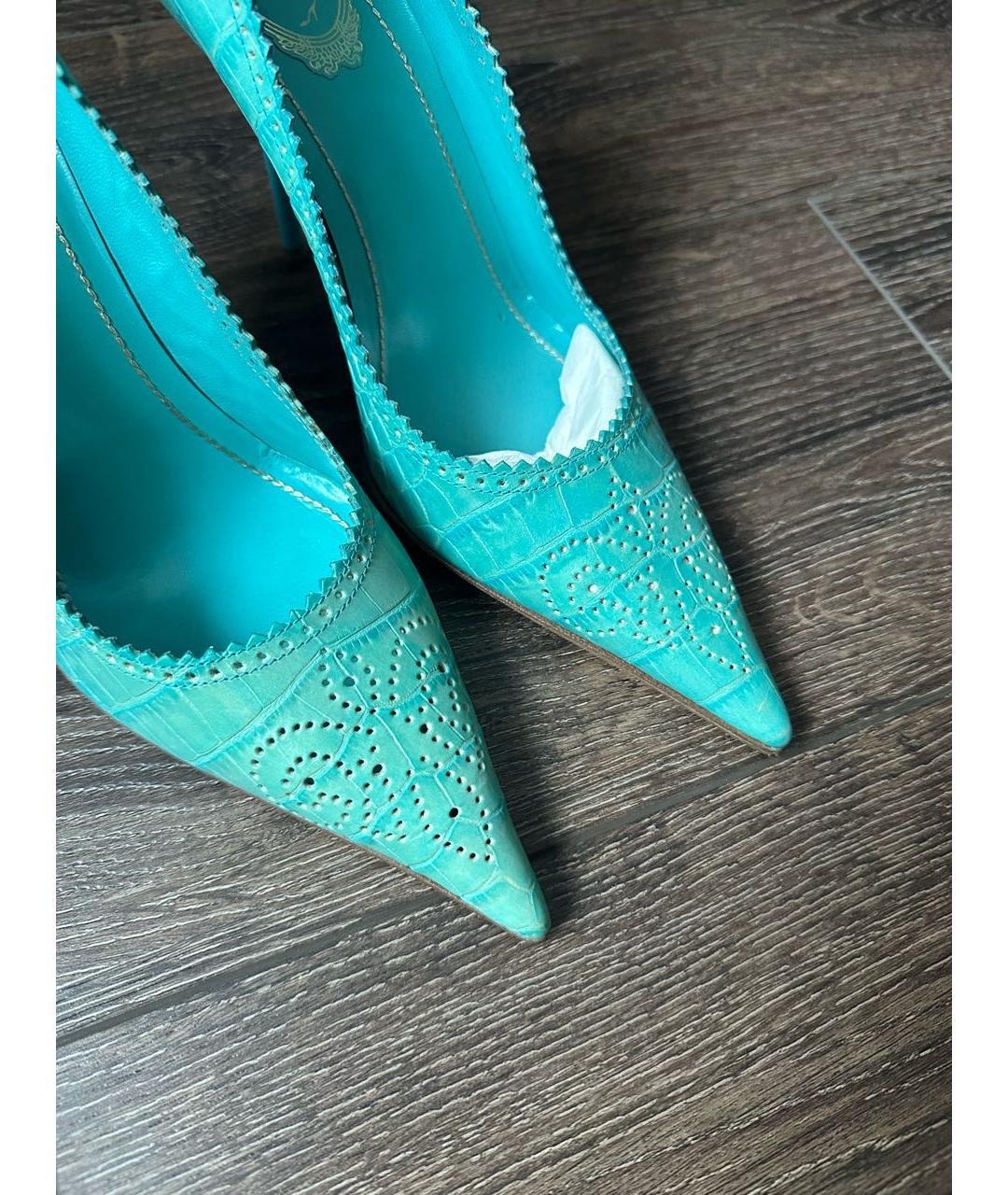 RENE CAOVILLA Бирюзовые кожаные туфли, фото 6