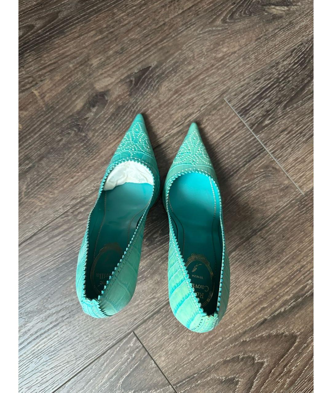 RENE CAOVILLA Бирюзовые кожаные туфли, фото 3