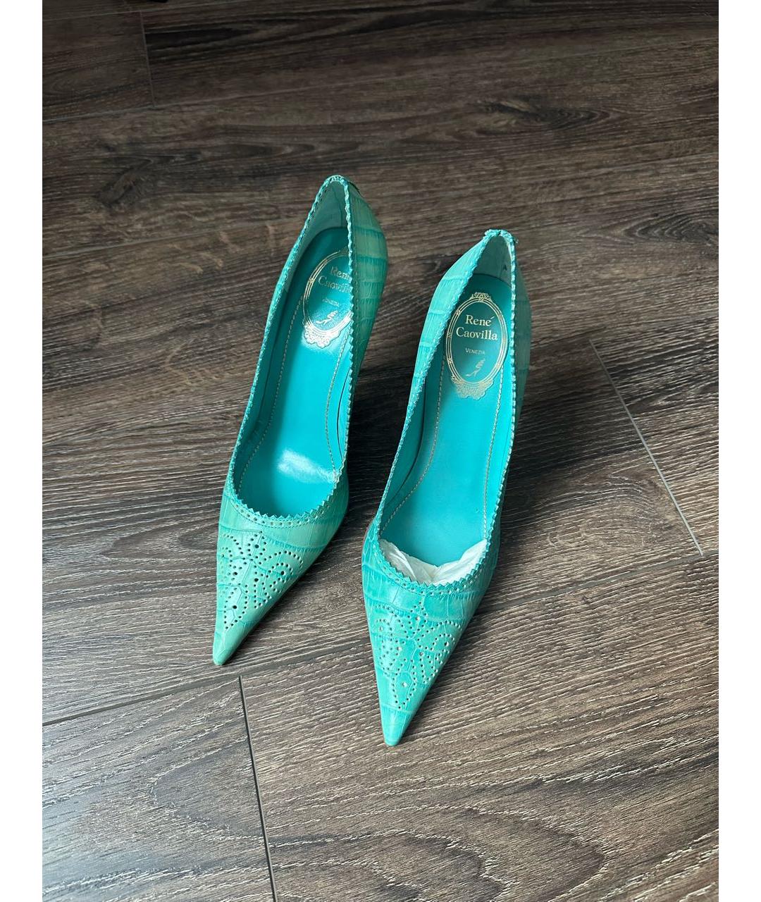 RENE CAOVILLA Бирюзовые кожаные туфли, фото 2
