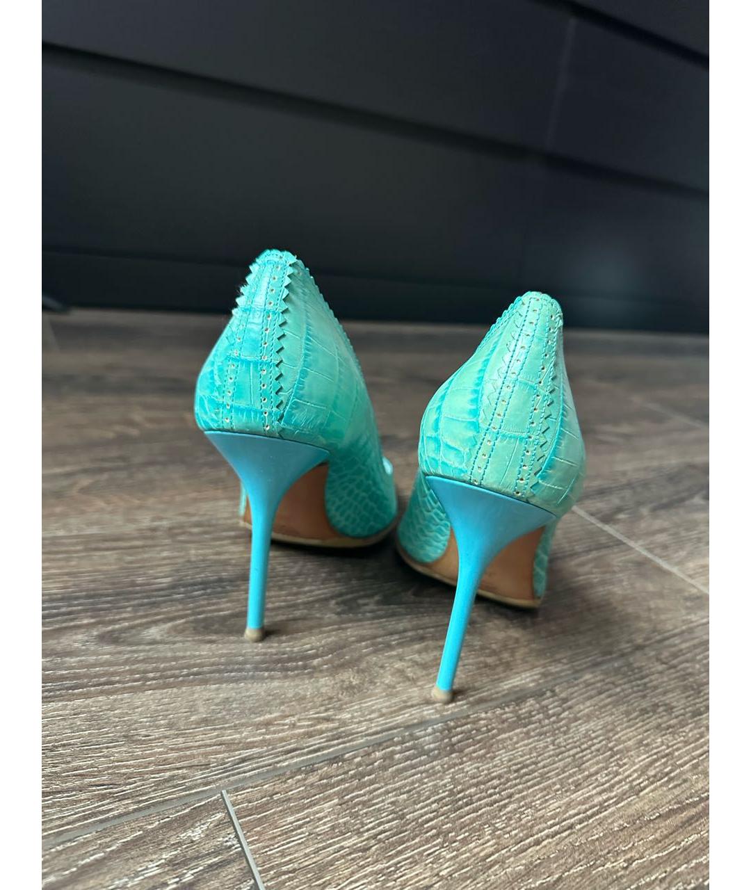 RENE CAOVILLA Бирюзовые кожаные туфли, фото 4