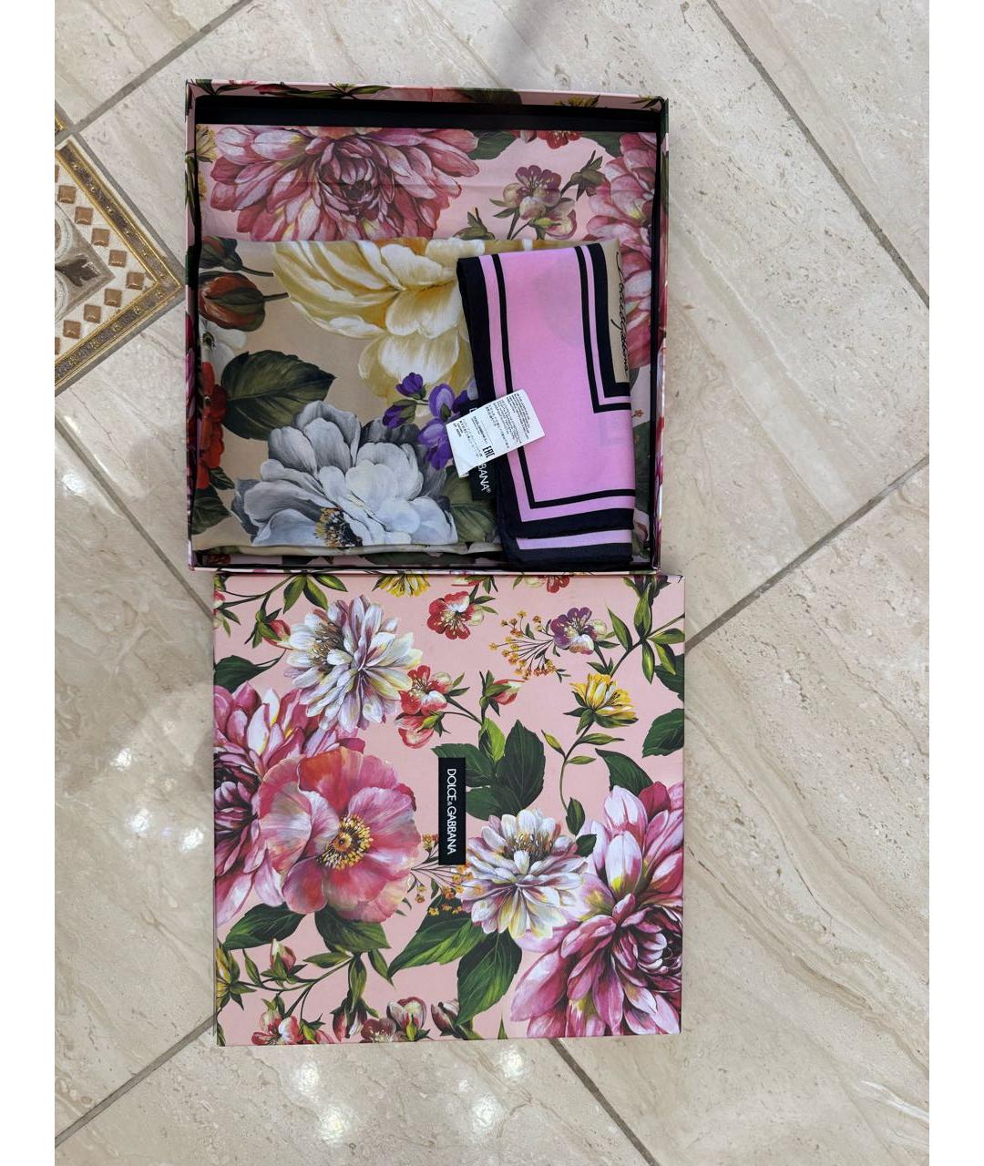 DOLCE&GABBANA Розовый шелковый платок, фото 5