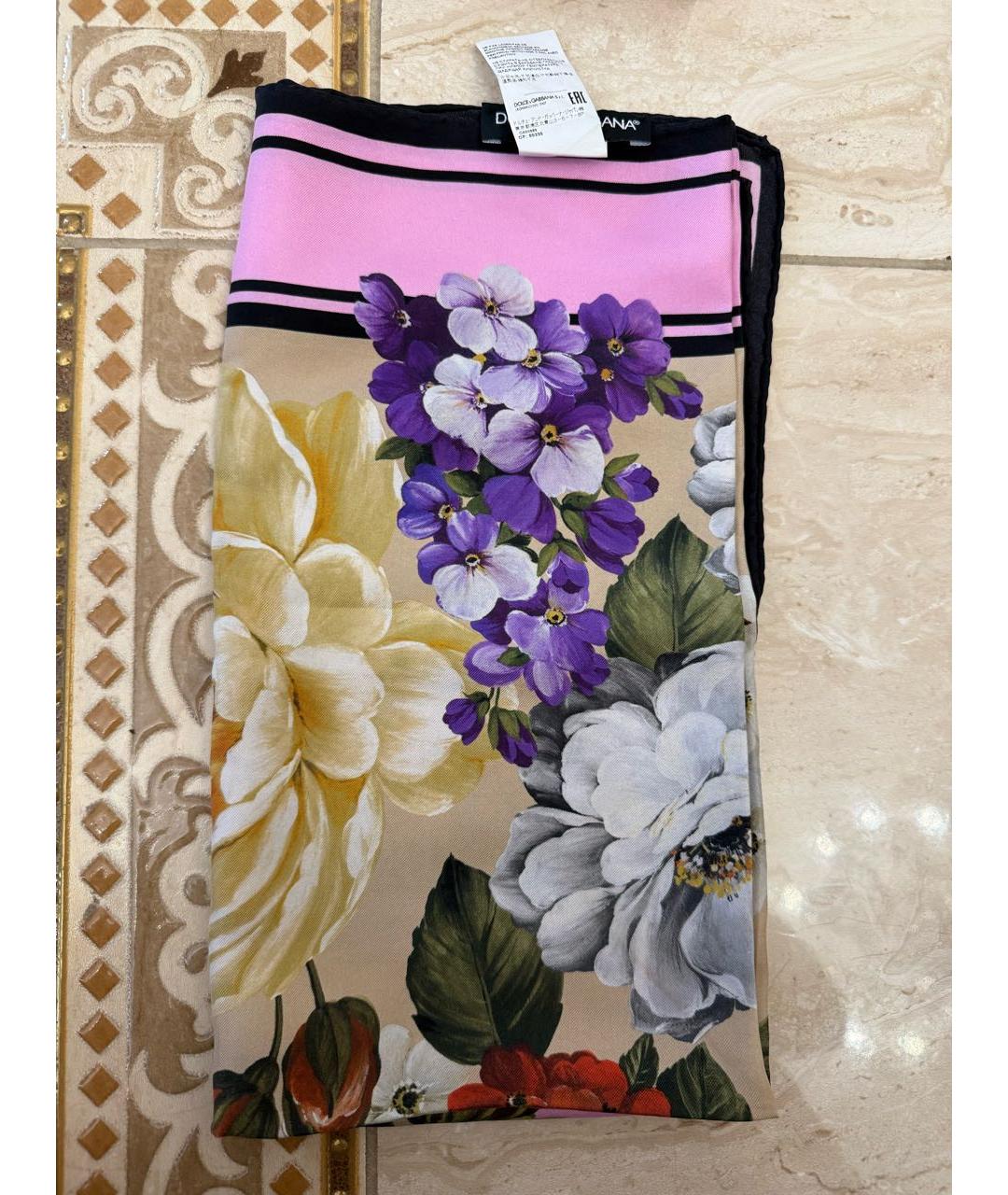 DOLCE&GABBANA Розовый шелковый платок, фото 4