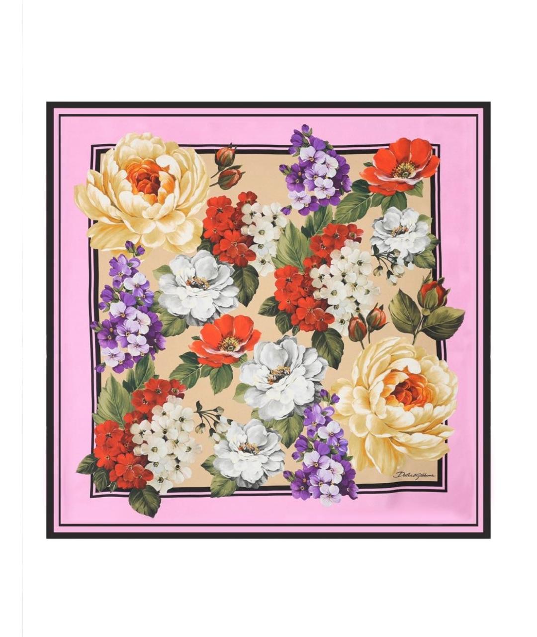 DOLCE&GABBANA Розовый шелковый платок, фото 1