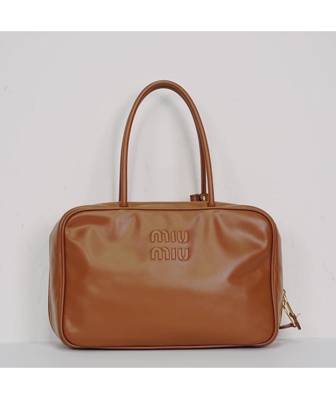 MIU MIU Коричневая кожаная сумка через плечо, фото 10