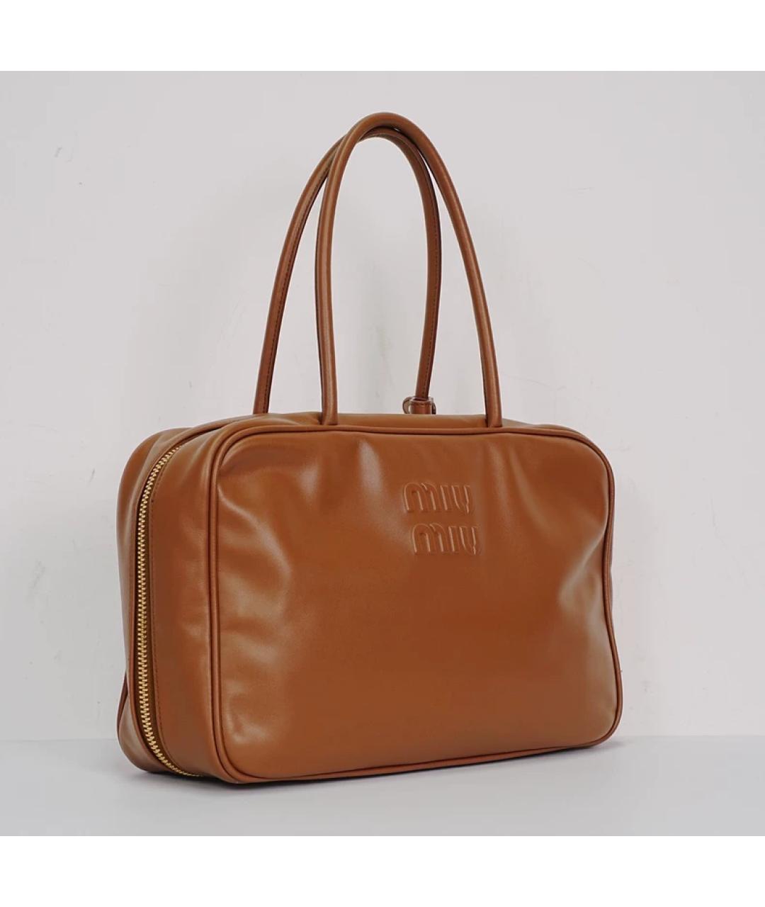MIU MIU Коричневая кожаная сумка через плечо, фото 3