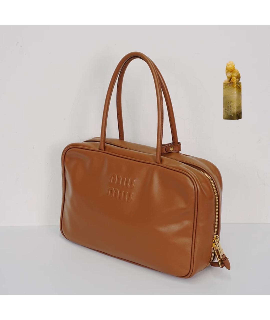 MIU MIU Коричневая кожаная сумка через плечо, фото 9