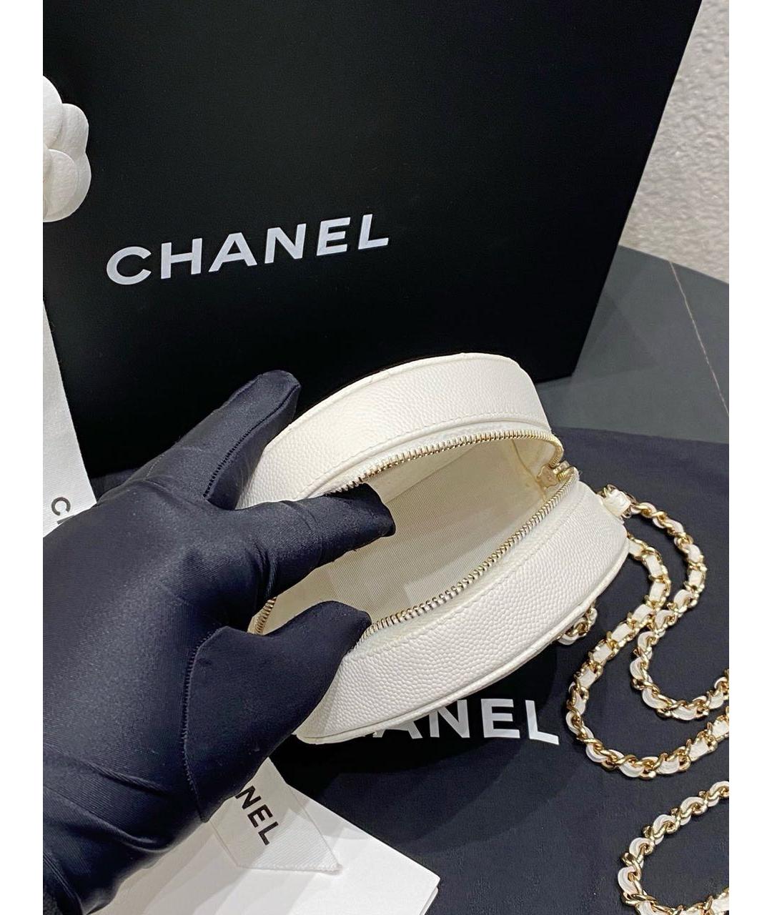 CHANEL Белая кожаная сумка через плечо, фото 7