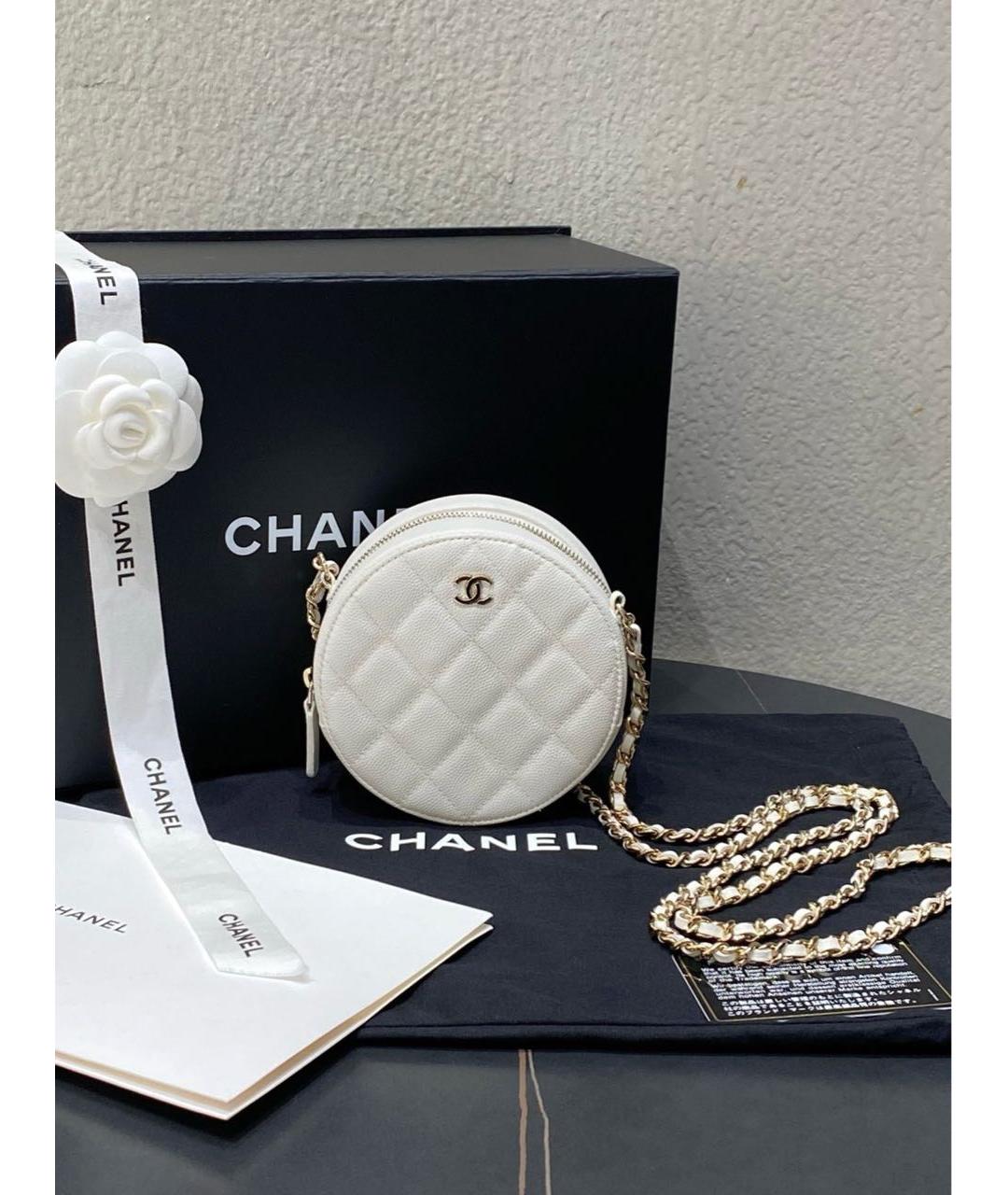 CHANEL Белая кожаная сумка через плечо, фото 9