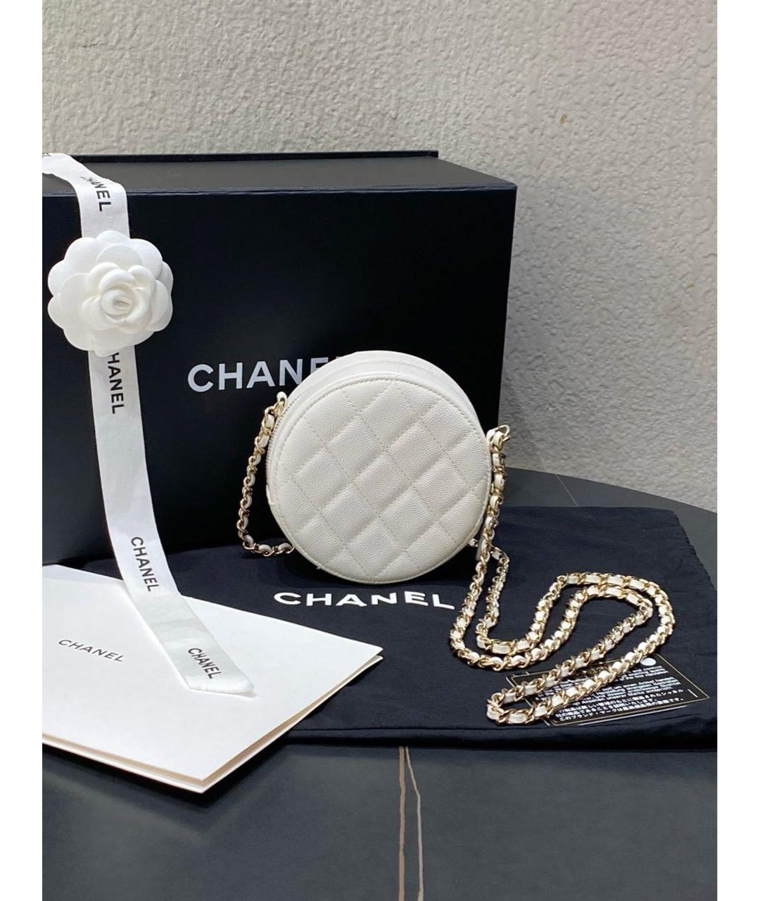 CHANEL Белая кожаная сумка через плечо, фото 3