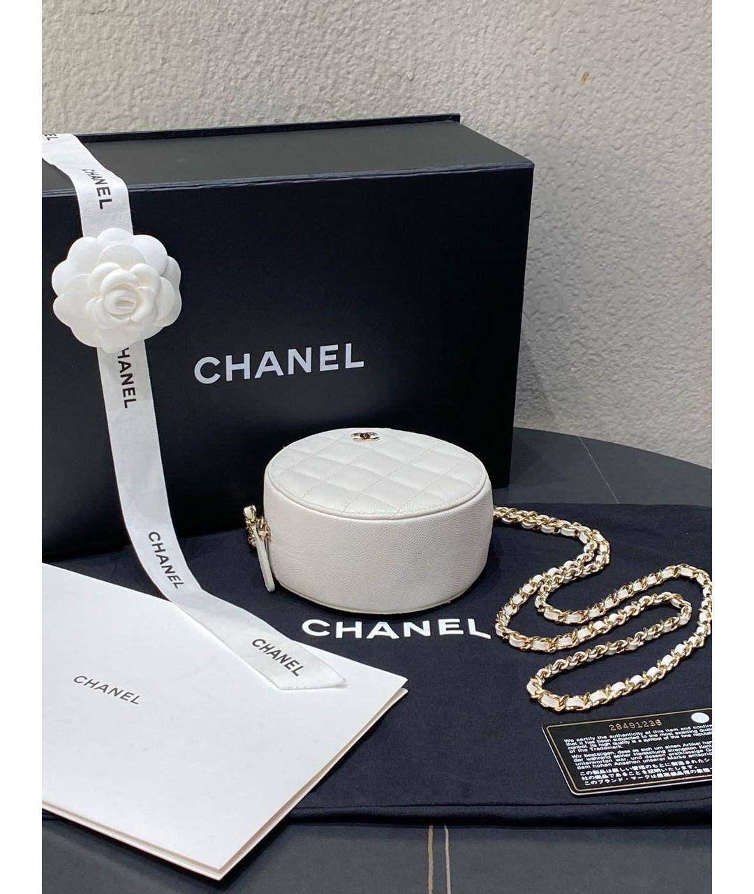 CHANEL Белая кожаная сумка через плечо, фото 5