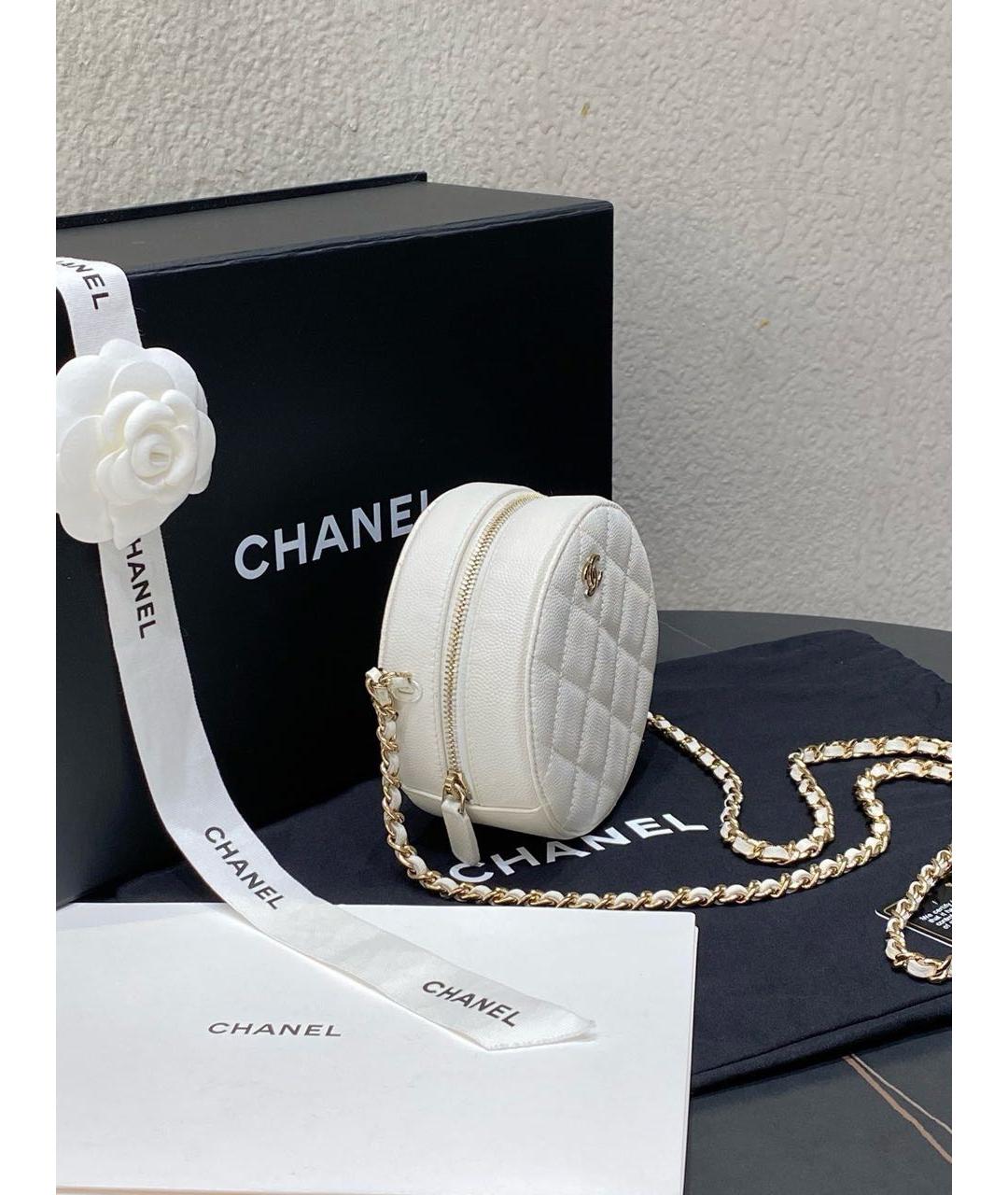 CHANEL Белая кожаная сумка через плечо, фото 4